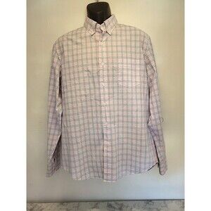 J Crew Shirt Mens Large Pink Plaid Long Sleeve Button Up Flex Washed Slim Fit